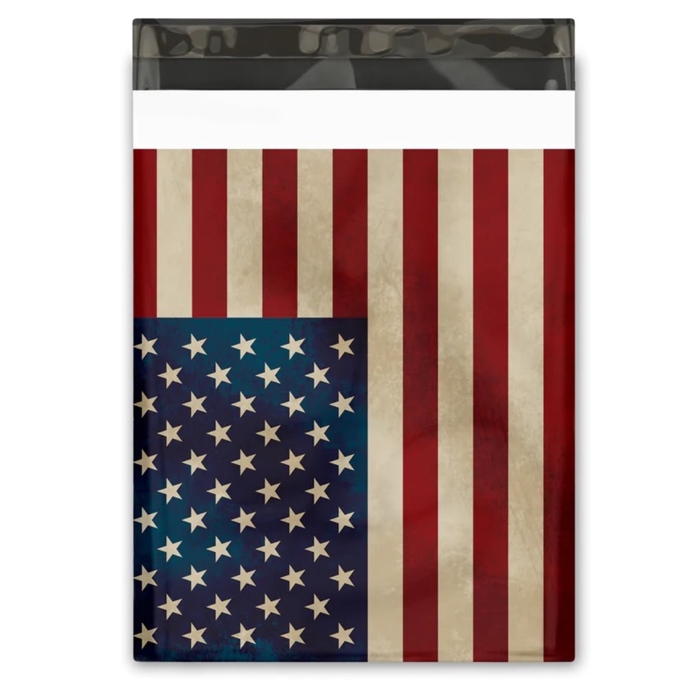 50 10X13 Poly Mailers USA Rustic Flag, Shipping Envelopes PRICE IS FIRM - Picture 5 of 5